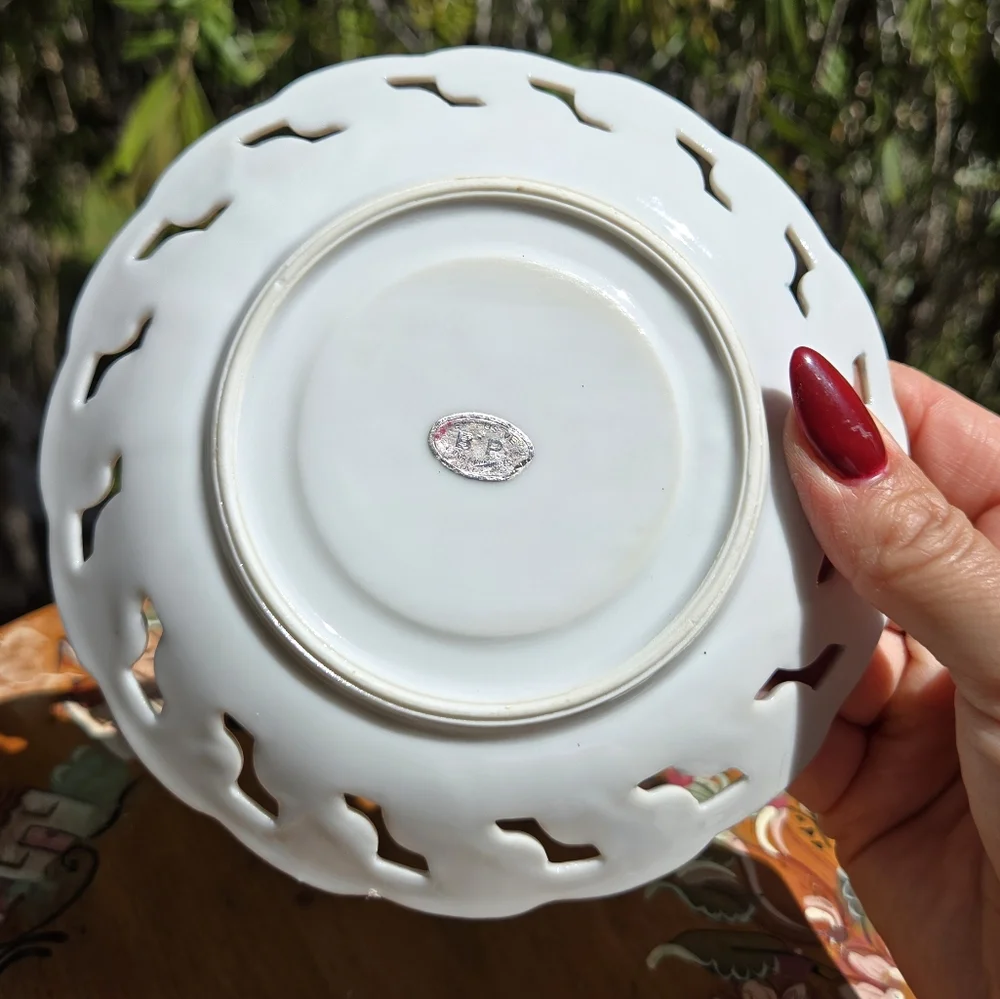 Vntg Lusterware‎ Footed Cup Pierced Saucer Gold trim B. P. Import Japan ART DECO